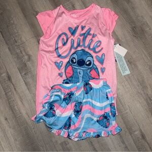 Disney Pink and Blue Pajama Set with Stitch Design